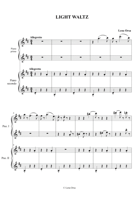 Light Waltz for piano 4 hands