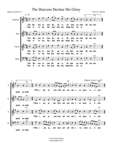 The Heavens Declare His Glory (mixed choir)