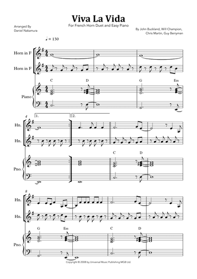 Viva La Vida (arr. Daniel Nakamura)