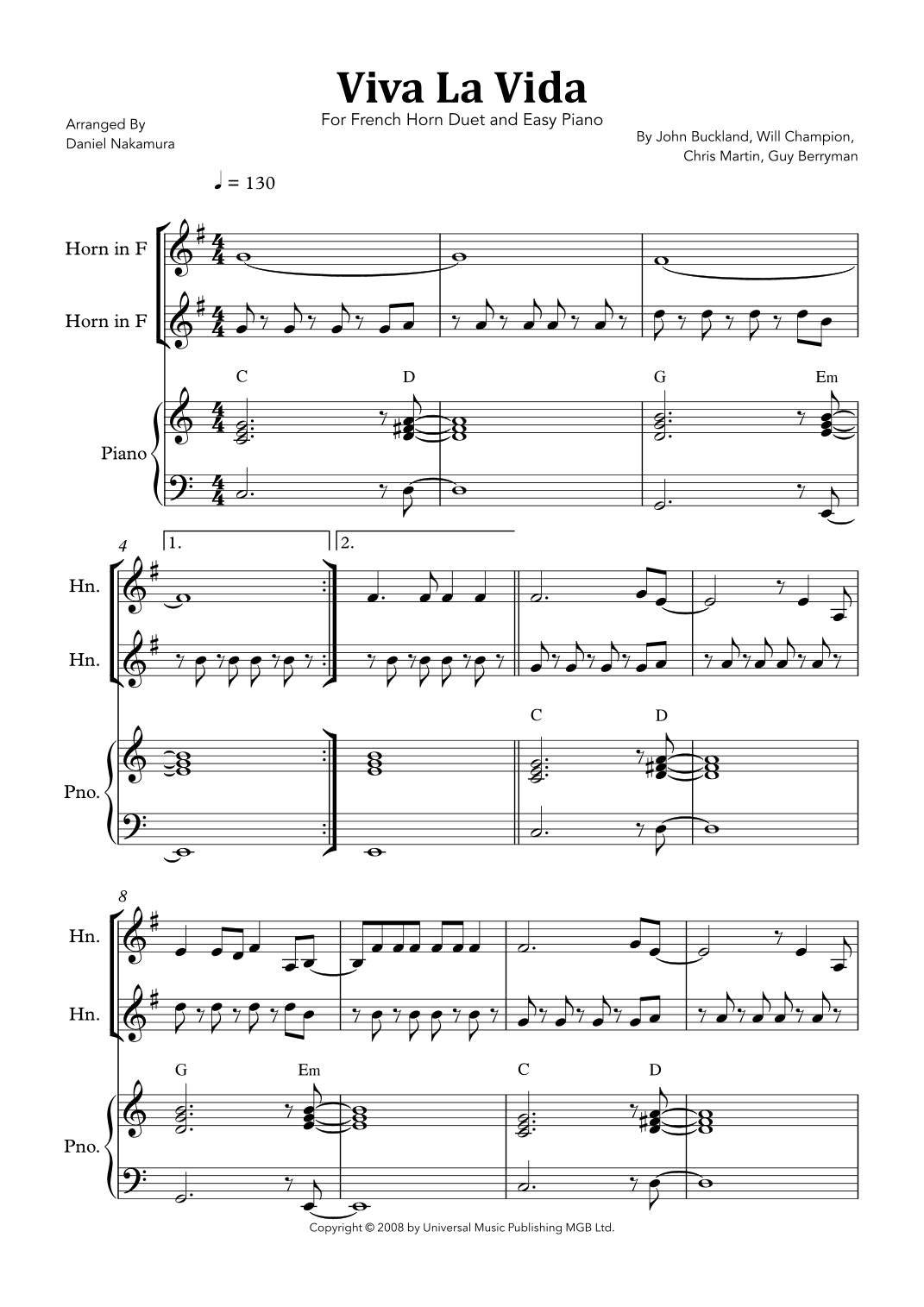 Viva La Vida (arr. Daniel Nakamura)