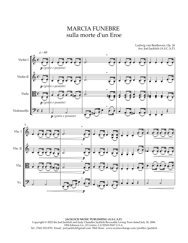 Marcia Funebre sulla morte d'un Eroe, Op. 26 (arr. Joel Jacklich (A.S.C.A.P.))