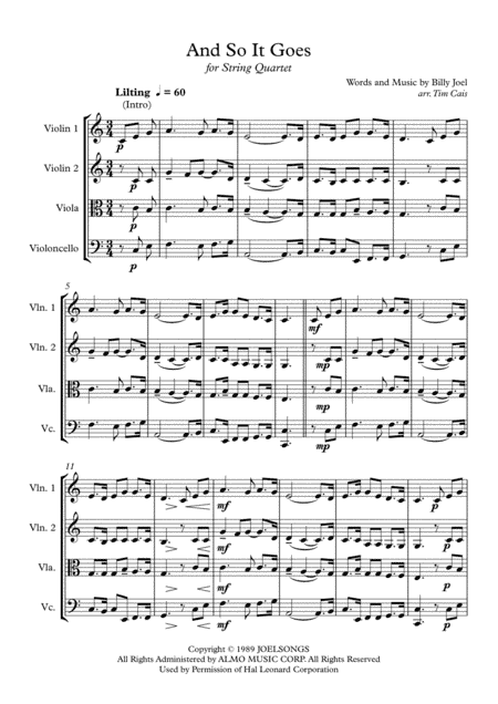 And So It Goes (arr. Tim Cais)