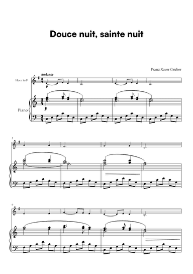 Franz Xaver Gruber - Douce nuit, sainte nuit (for French Horn and Piano) (arr. Cadenza Editions)