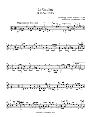 La Caroline by CPE Bach (arr. Eric J Roth)
