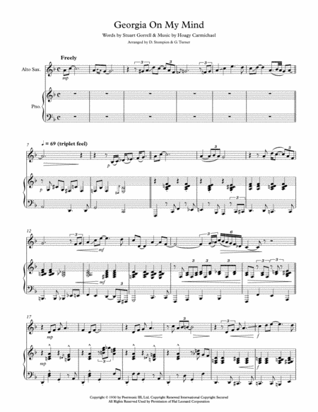 Georgia On My Mind (arr. Debra E. Stempien, Gregory H. Turner)