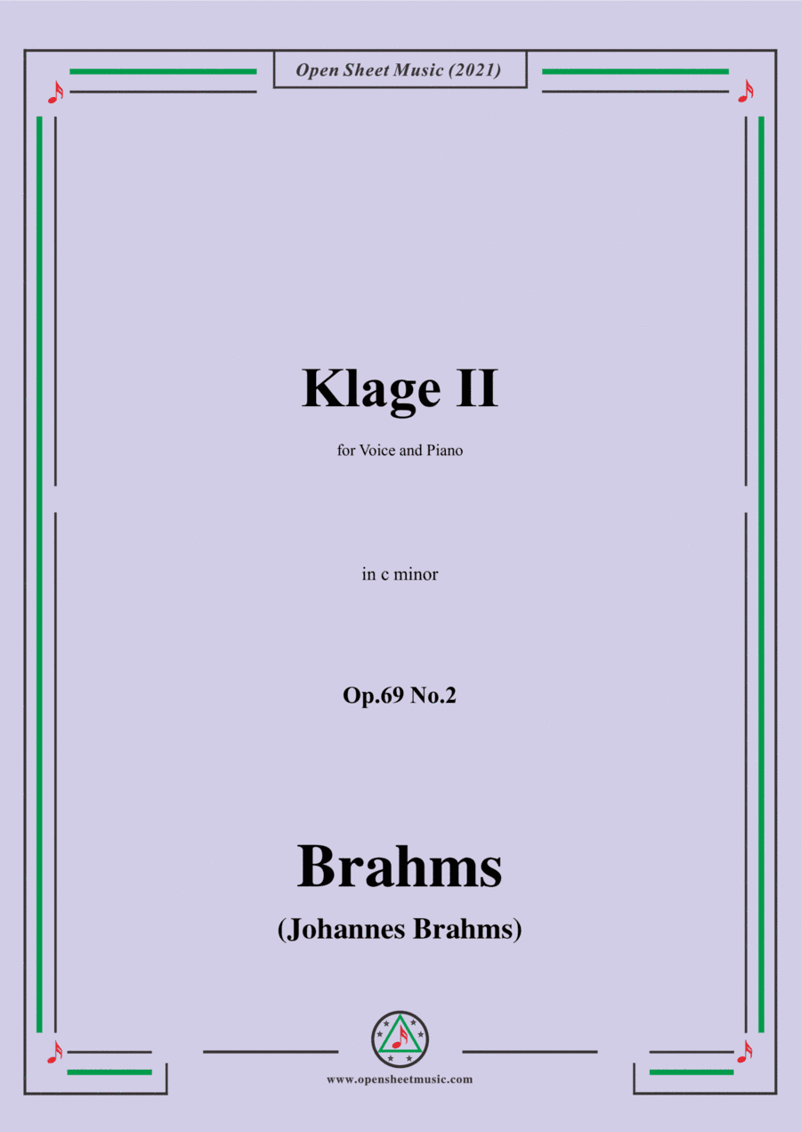 Brahms-Klage II Op.69 No.2 in c sharp minor,for Voice and Piano (arr. MSM)