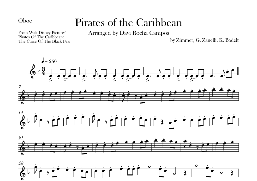 Pirates Of The Caribbean (arr. Davi Rocha Campos)