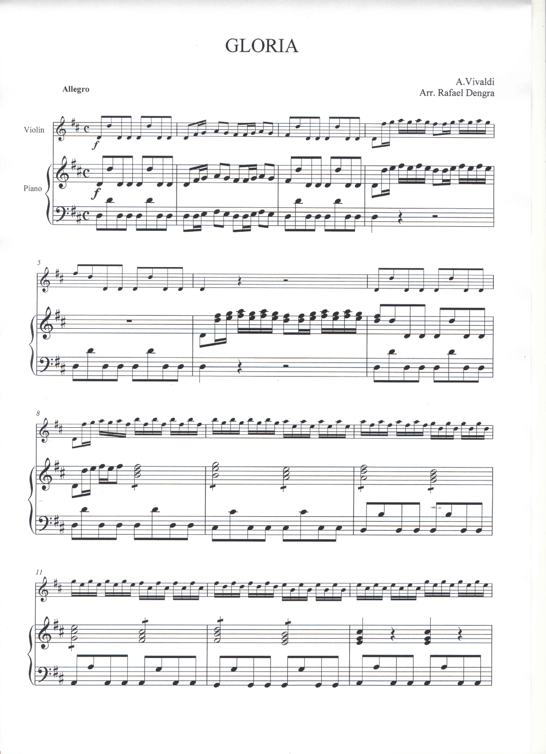Gloria - Violin & Piano (arr. Rafael Dengra)