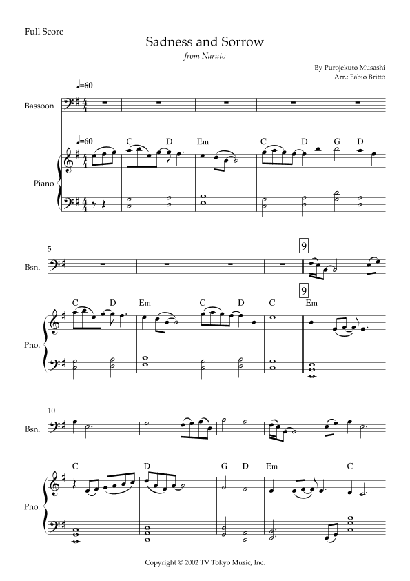 Sadness And Sorrow (arr. Fabio Britto)