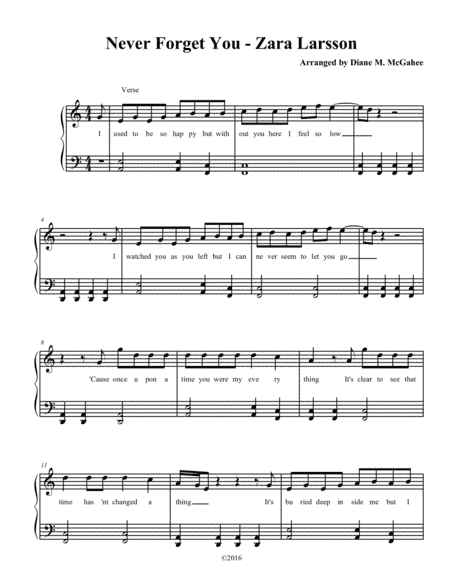 Never Forget You (arr. Diane M. McGahee)