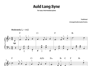 Auld Lang Syne (easy-intermediate piano) (arr. Bernardo Pereira)