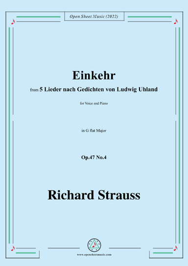 Richard Strauss-Einkehr,in G flat Major,Op.47 No.4 (arr. OSM Press)