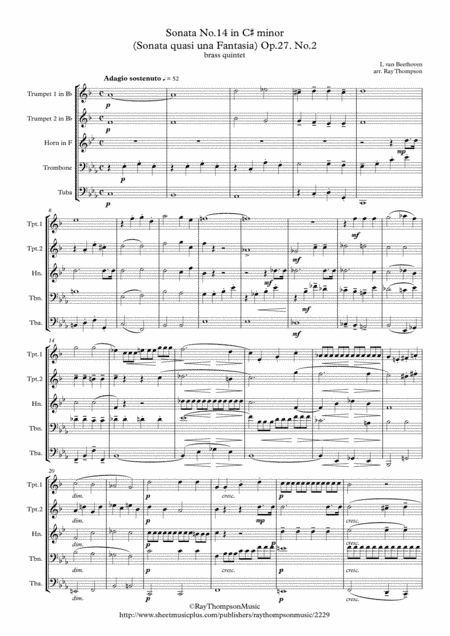 Beethoven: Piano Sonata No.14 in C# min. (quasi una Fantasia)(Moonlight) Op.27. No.2 - brass quintet (arr. Ray Thompson)