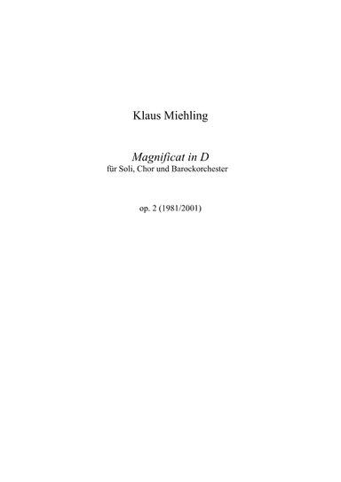 Magnificat in D, op. 2 (1981)