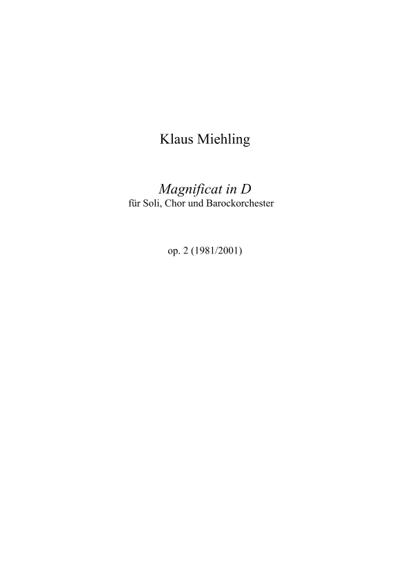 Magnificat in D, op. 2 (1981)