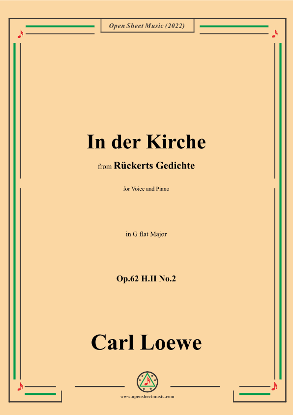 Loewe-In der Kirche,Op.62 H.II No.2,in G flat Major (arr. OSM Press)