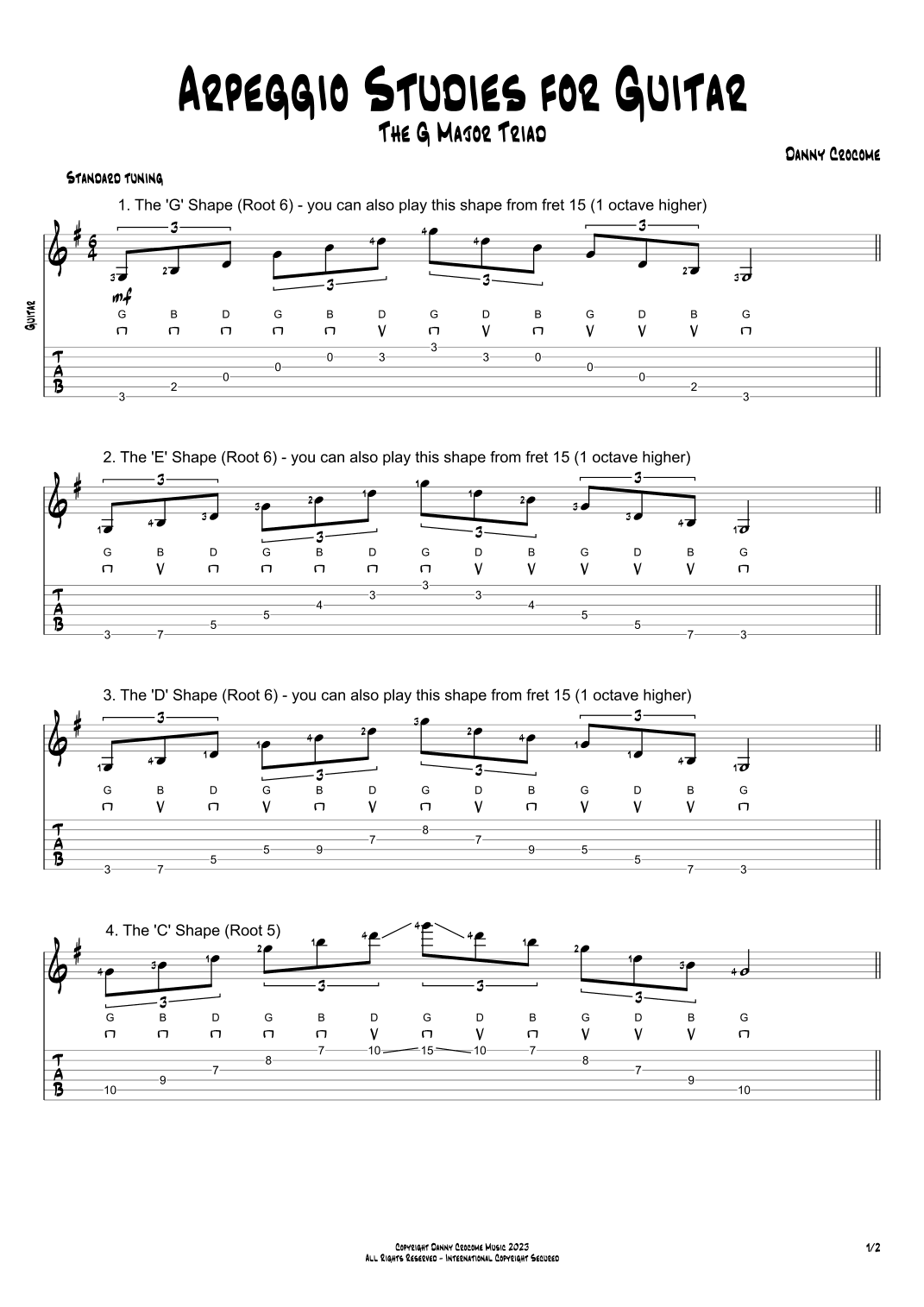 Arpeggio Studies for Guitar - The G Major Triad