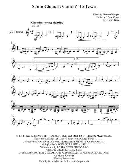 Santa Claus Is Comin' To Town (arr. Emily Gray)