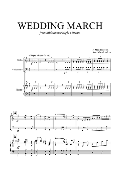 Wedding March Mendelssohn for Violin, Cello and Piano (arr. Maurício Luz)