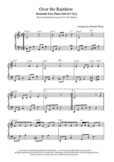 Over The Rainbow (from The Wizard Of Oz) (arr. Miranda Wong)