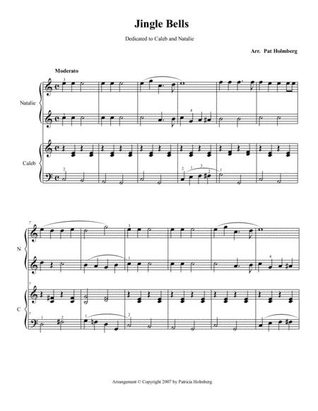 Jingle Bells - easy piano duet (arr. Pat Holmberg)