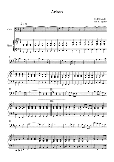 Arioso, George Frideric Handel, For Cello & Piano (arr. Eugene Egorov)