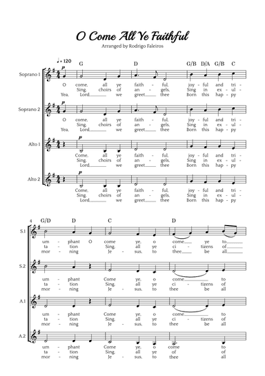 O Come All Ye Faithful (SSAA choir) (arr. Rodrigo Faleiros)
