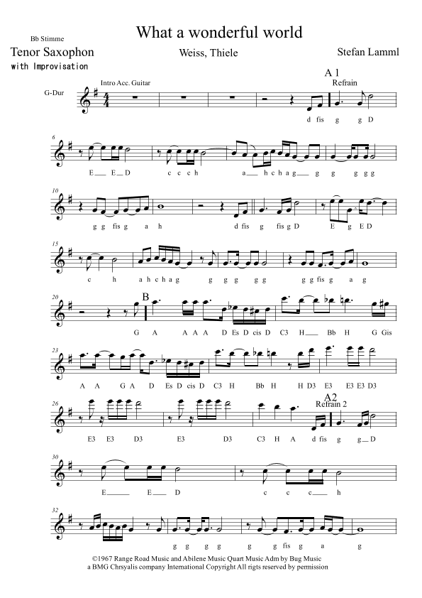 What A Wonderful World (arr. Stefan Lamml)