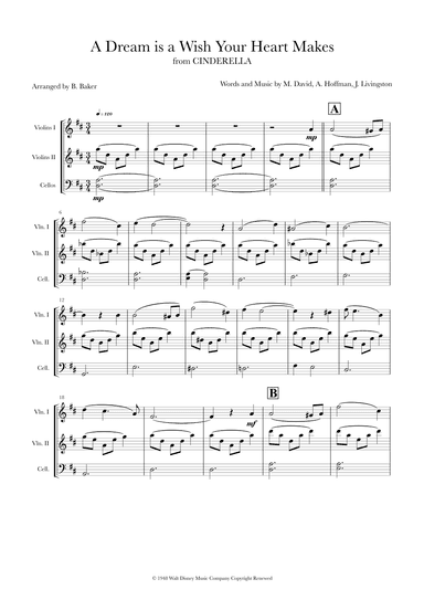 A Dream Is A Wish Your Heart Makes (arr. Heart Strings Music by Bernadette Baker)