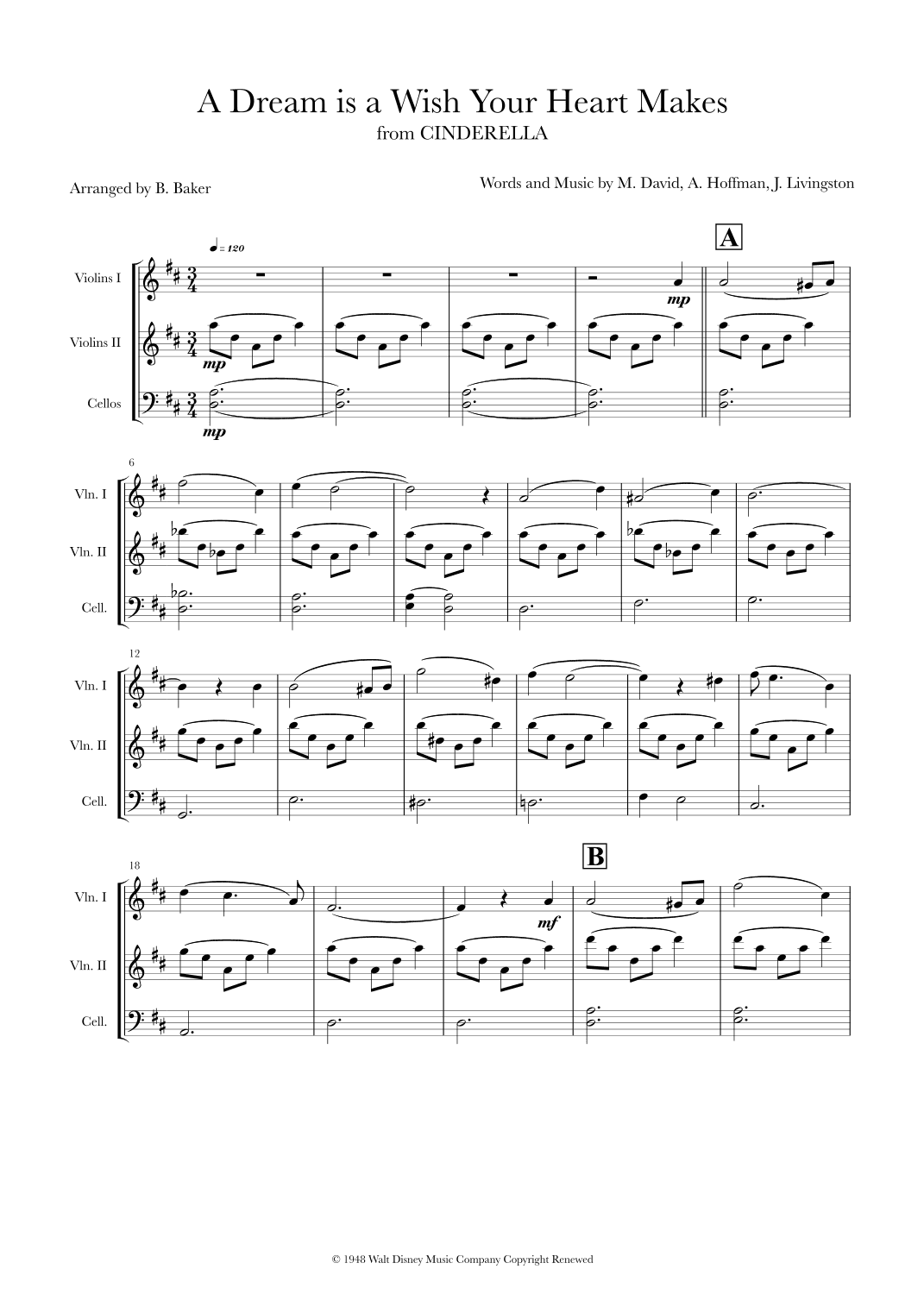 A Dream Is A Wish Your Heart Makes (arr. Heart Strings Music by Bernadette Baker)