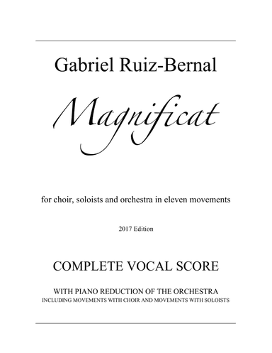 MAGNIFICAT -COMPLETE VOCAL SCORE-.  Complete 11 movements with piano (orchestra reduction)