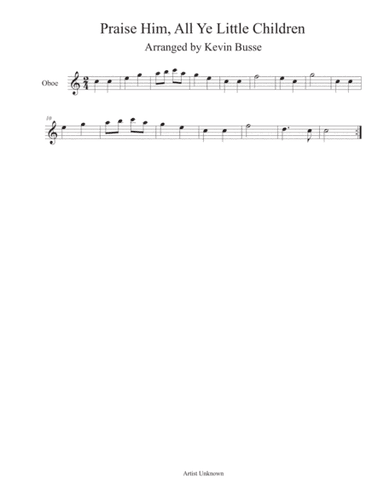 Praise Him, All Ye Little Children (Easy key of C) - Oboe (arr. Kevin Busse)