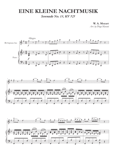 Eine Kleine Nachtmusik (1st Mov.) for Soprano Saxophone and Piano (arr. Diego Marani)
