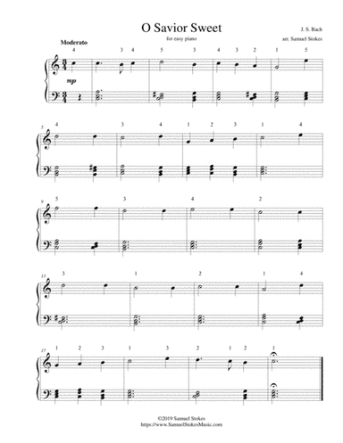 O Savior Sweet (O Jesus So Sweet) - for easy piano (arr. Samuel Stokes)