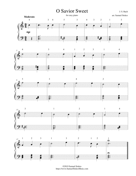 O Savior Sweet (O Jesus So Sweet) - for easy piano (arr. Samuel Stokes)