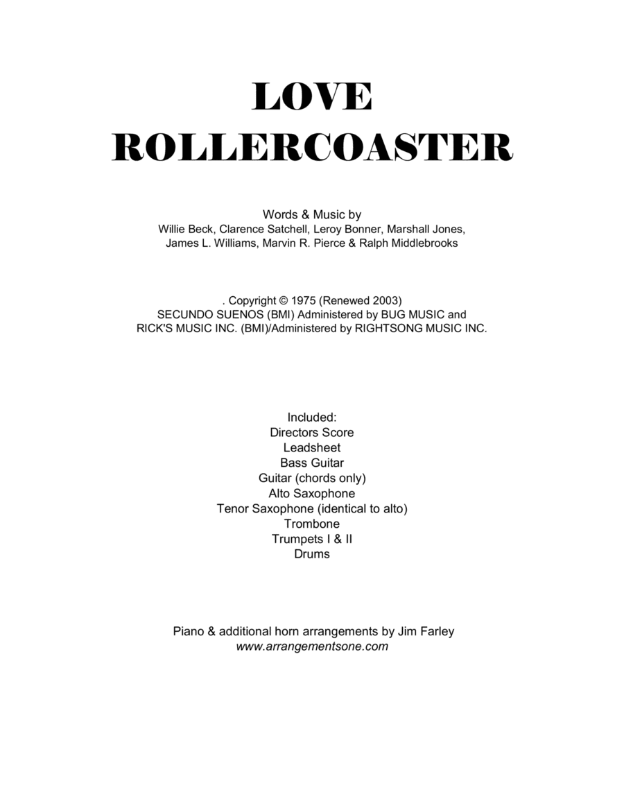 Love Rollercoaster (arr. Jim Farley www.arrangementsone.com)