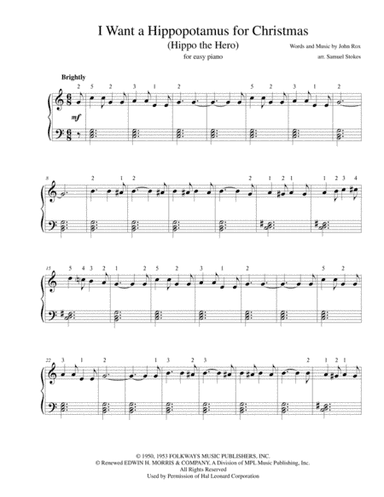 I Want A Hippopotamus For Christmas (Hippo The Hero) (arr. Samuel Stokes)