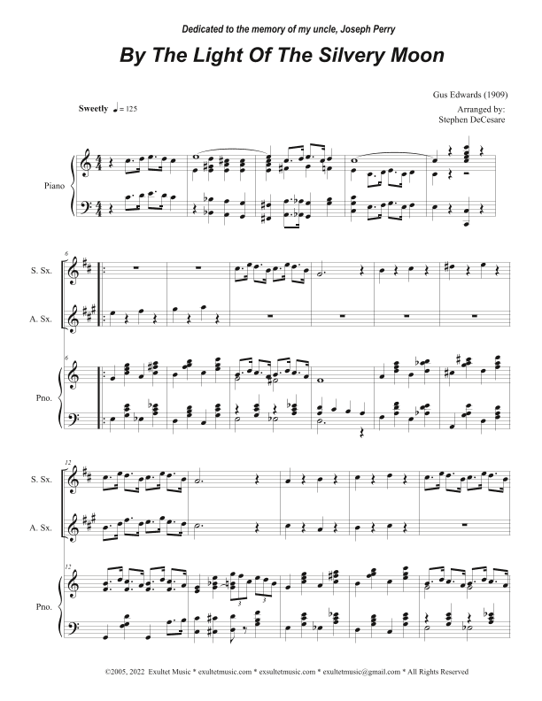 By The Light Of The Silvery Moon (Duet for Soprano and Alto Saxophone) (arr. Stephen DeCesare)