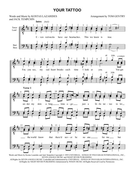 Your Tattoo (arr. Tom Gentry)