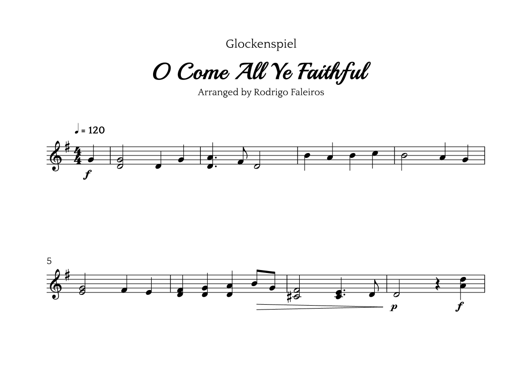 O Come All Ye Faithful (for glockenspiel solo) (arr. Rodrigo Faleiros)