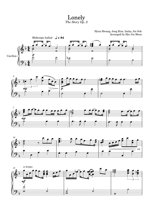 Lonely Feat.taeyeon (arr. Hyo Jin Moon)