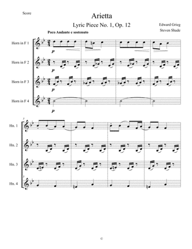 "Arietta," for Horn Quartet, from "Lyric Pieces" (arr. Steven Shade)