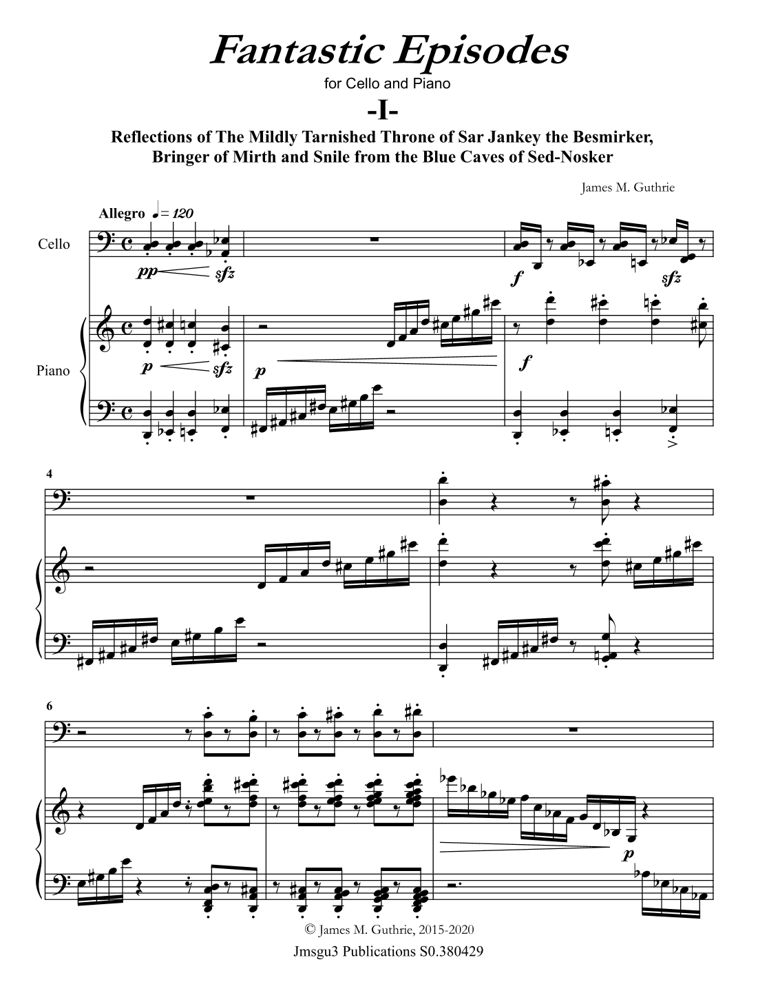 Guthrie: Fantastic Episodes for Cello & Piano