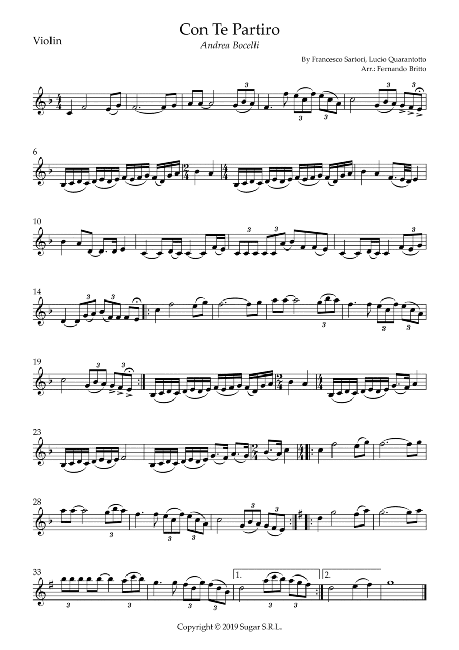 Con Te Partiro (time To Say Goodbye) (arr. Fernando Britto)