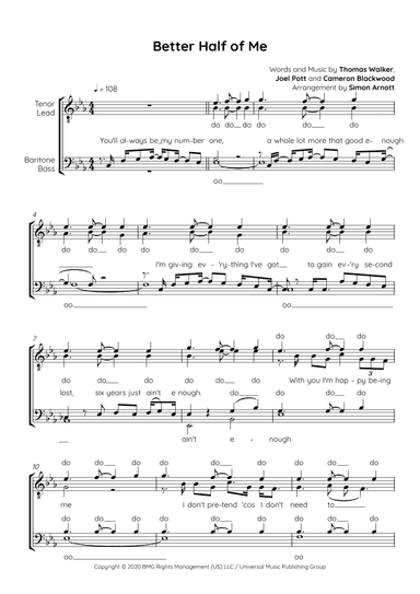 Better Half Of Me (arr. Simon Arnott)
