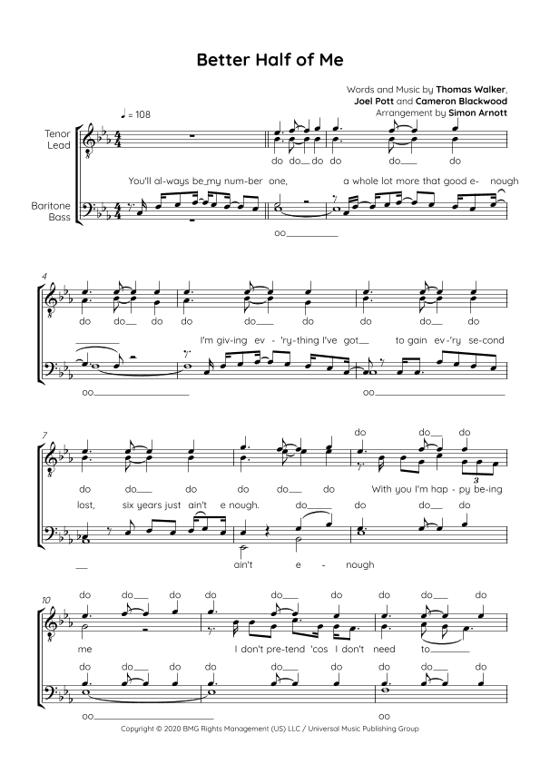 Better Half Of Me (arr. Simon Arnott)