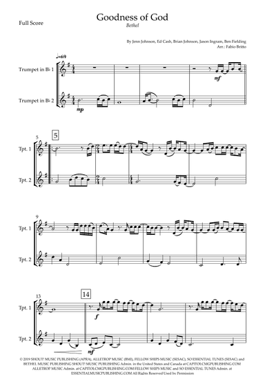 Goodness Of God (arr. Fabio Britto)