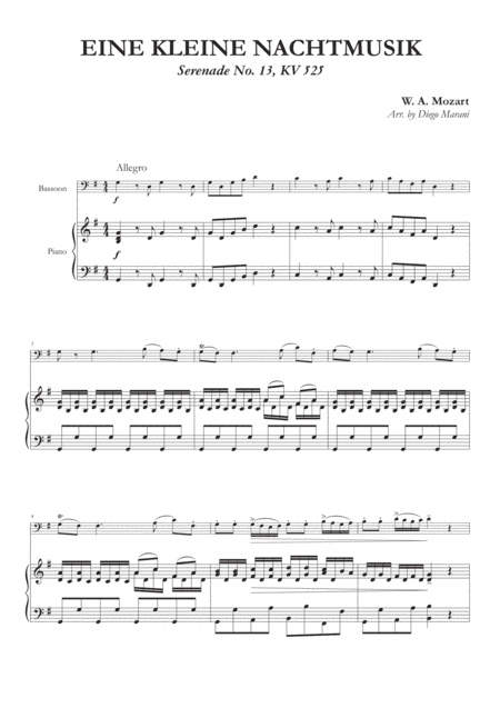 Eine Kleine Nachtmusik for Bassoon and Piano (arr. Diego Marani)