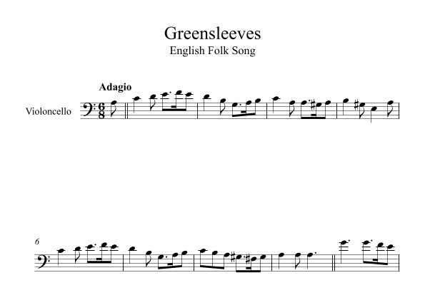 Greensleeves - English Folk Song (Cello) (arr. Digital Book Music)