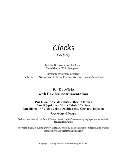 Clocks (arr. Jeremy Crosmer)